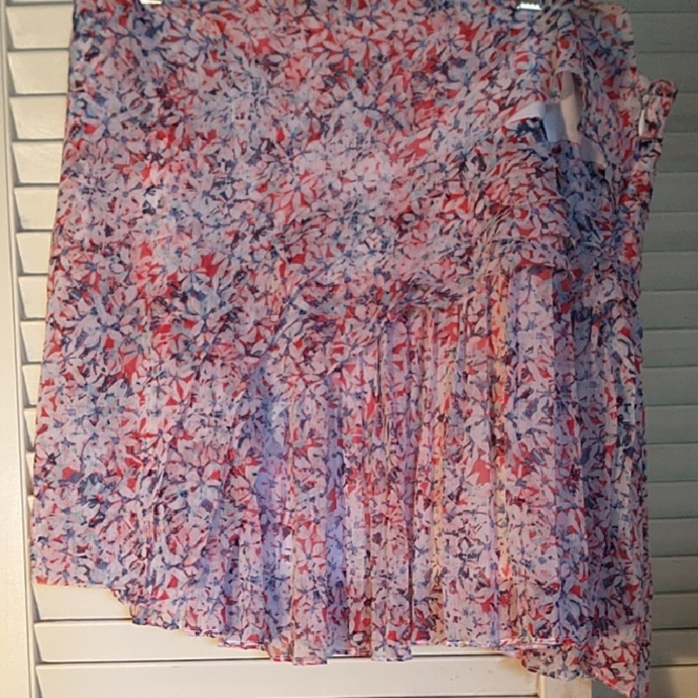 Banana Republic Mini Chiffon Floral Skirt Ruffle Bottom Sz. 14 Side Zipper